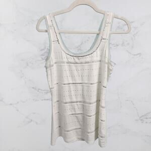 White House Black Market White Embellished Top Sleeveless Sequins Small